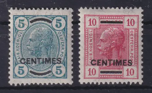 Österreichische Post auf Kreta 1906 Franc-Währung Mi.-Nr. 12-13 ungebraucht *