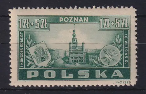 Polen 1945 Postbeamtenkongress in Posen Mi.-Nr. 403 ungebraucht *