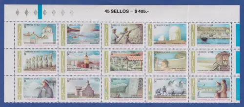Chile 1984 15 Jahre Regionalisierung Mi.-Nr. 1045-1059 Zusammendruck **/ MNH