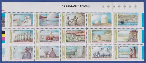 Chile 1984 15 Jahre Regionalisierung Mi.-Nr. 1045-1059  Zusammendruck **/ MNH