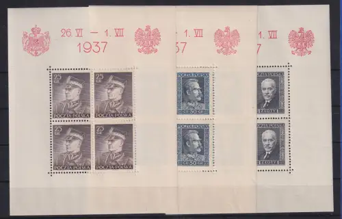 Polen 1937 Staatsbesuch Mi.-Nr. Blocks 2-4 ungebraucht * Marken postfrisch **