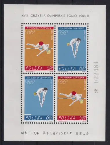 Polen 1964 Olympiade in Tokio Mi-Nr. Block 34 postfrisch **