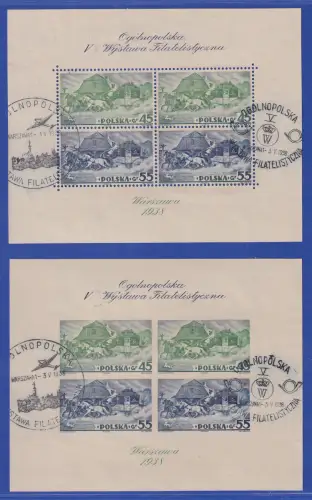 Polen 1938 Briefmarkenausstellung Mi.-Nr. Blocks 5A und 5B mit So.-O 