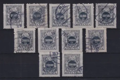 Polen 1924 Portomarken Mi.-Nr. 54-64 Satz kpl. gestempelt