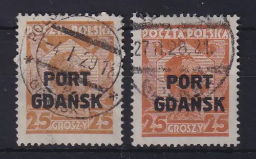 Polen Danzig Port Gdansk 1928 größerer Aufdruck Mi.-Nr. 19 a / b gestempelt