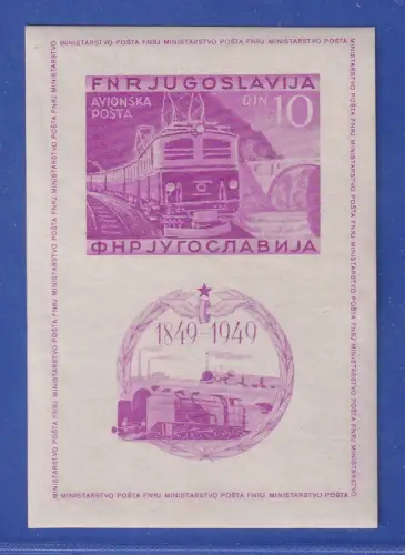Jugoslawien 1949 Eisenbahnjubiläum Mi.-Nr. Block 4B ungebraucht *