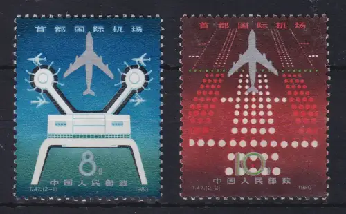 VR China 1980 Flughafen Beijing Mi.-Nr. 1619-1620 ** China T.47. Set MNH