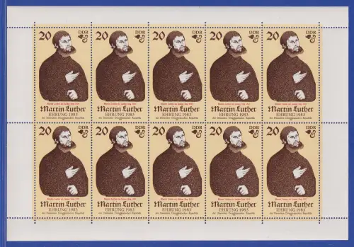 DDR 1982 Martin Luther Mi.-Nr. 2755 Kleinbogen  ** / MNH 