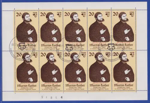 DDR 1982 Martin Luther Mi.-Nr. 2755 Kleinbogen mit Sonderstempel