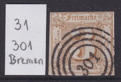 Altdeutschland Thurn und Taxis Mi.-Nr. 31 mit Vierring-O 301 Bremen