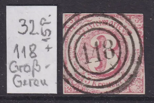 Altdeutschland Thurn und Taxis Mi.-Nr. 32  mit Vierring-O 118 Groß-Gerau