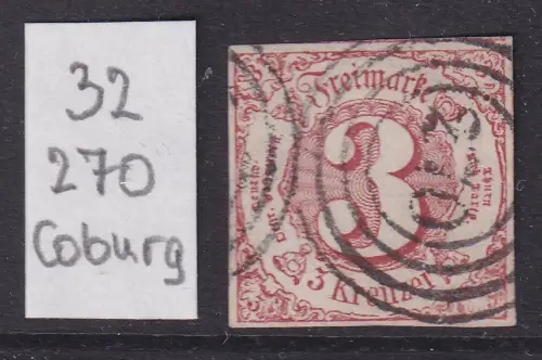 Altdeutschland Thurn und Taxis Mi.-Nr. 32  mit Vierring-O 270 Coburg