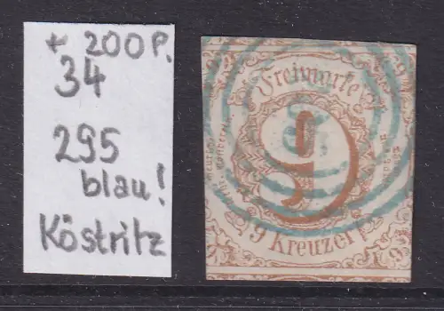 Altdeutschland Thurn und Taxis Mi.-Nr. 34 mit blauem Vierring-O 295 Köstritz