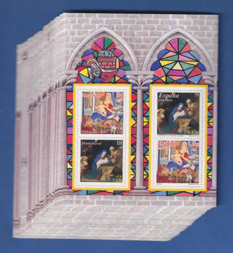 Frankaturware Deutschland orig. postfrisch, Weihnachtsblock 2001, 56 Stück !!!