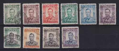 Süd-Rhodesien 1937 Lot 10 Werte aus Mi.-Nr. 42-53 gestempelt