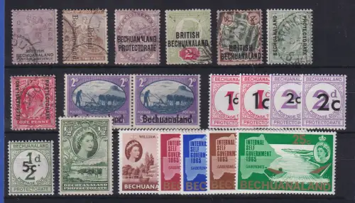 Betschuanaland Lot 20 Werte meist Frei- und Portomarken gestempelt / **
