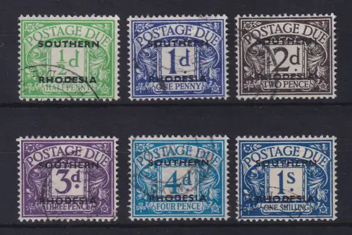 Süd-Rhodesien 1951 Portomarken Mi.-Nr. 1-6 gestempelt