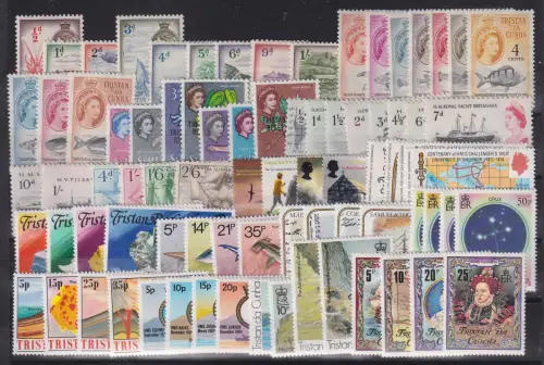 Tristan da Cunha Sortiment 80 verschiedene Frei- und Sondermarken  ** / MNH
