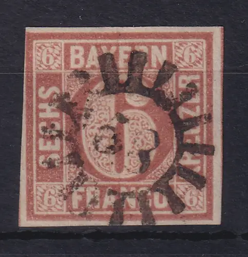 Bayern 6 Kreuzer rötlichbraun Mi.-Nr. 4 I mit GMR