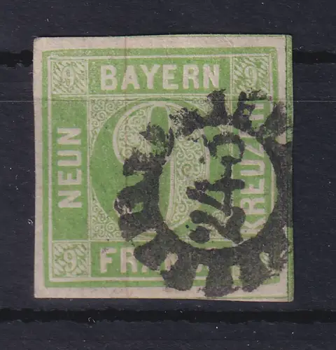 Bayern 9 Kreuzer grün Mi.-Nr. 5 c III mit GMR 243