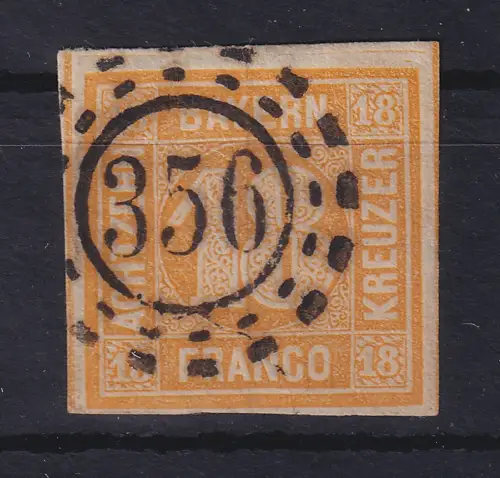 Bayern 18 Kreuzer gelborange Mi.-Nr. 7 mit OMR 356 Nürnberg
