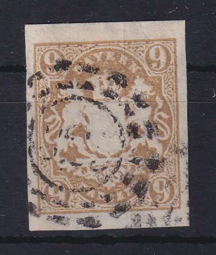 Bayern Wappen 9 Kreuzer ockerbraun Mi.-Nr. 17 mit OMR