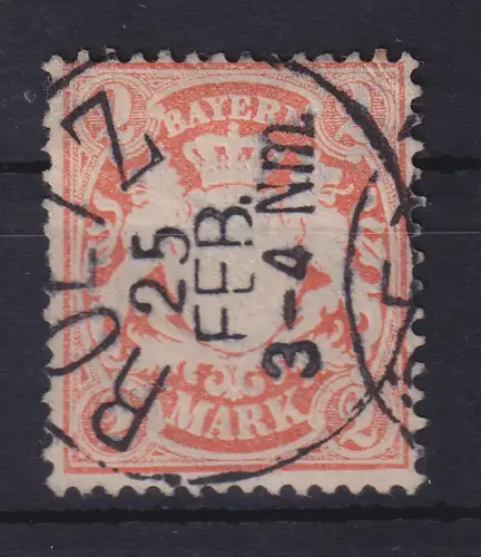 Bayern Wappen 2 Mark orange Mi.-Nr. 44a O ROETZ