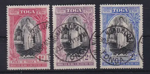 Tonga 1937 Königin Sālote Tupou III. Mi.-Nr. 70-72 gestempelt