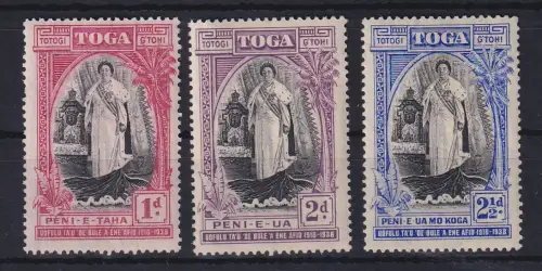 Tonga 1937 Königin Sālote Tupou III. Mi.-Nr. 70-72 ungebraucht *