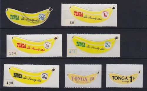 Alles Banane !  Tonga 1970/72 Lot 7 Werte Banane postfrisch ** / gestempelt