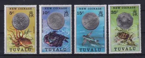 Tuvalu 1976 Münzen und dargestellte Tiere Mi.-Nr. 19-22 postfrisch **