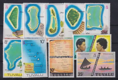 Tuvalu 1976 Lot 10 Werte postfrisch **