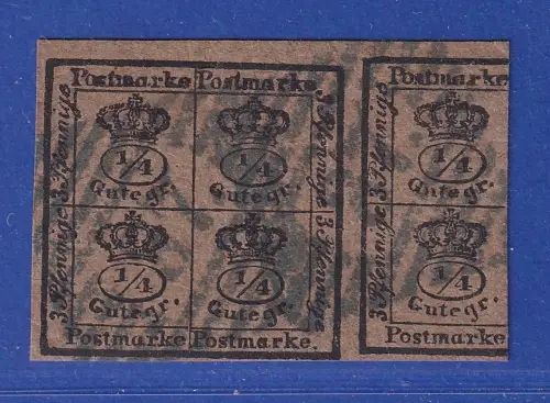 Braunschweig 1854 Kronen Mi.-Nr. 9 gestempelt  Einheit von 6 Vierteln