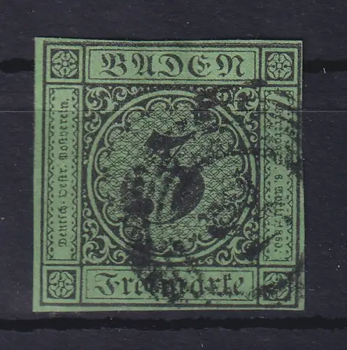 Baden 1853 Wertziffer 3 Kreuzer Mi.-Nr. 6 gestempelt