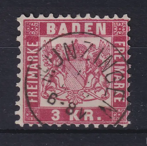 Baden 1868 Wappen 3 Kreuzer Mi.-Nr. 24 O MÜNZINGEN