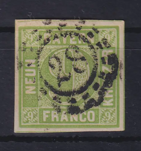 Bayern 9 Kreuzer grün Mi.-Nr. 5 c III mit OMR 28 Augsburg