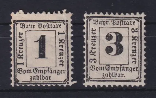 Bayern 1870/71 Portomarken Mi.-Nr. 2-3 X ungebraucht *
