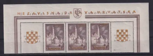 Kroatien / Hrvatska 1941 Zagreb Mi.-Nr. 40A Streifen mit 2 Werten und 3 Zf. **