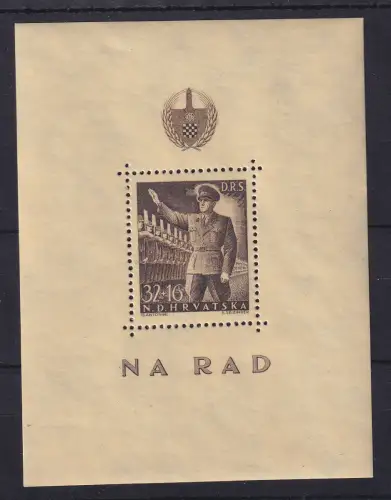 Kroatien / Hrvatska 1944 Arbeitsdienst NA RAD  Mi.-Nr. Block 7 **