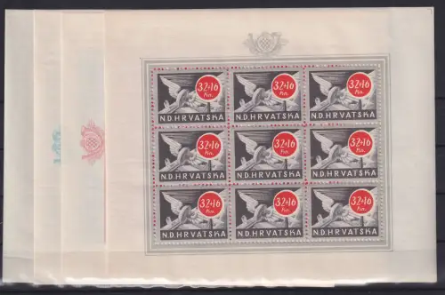 Kroatien / Hrvatska 1944 Beamte der Post Mi.-Nr. 150-153 in Kleinbögen **