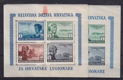 Kroatien / Hrvatska 1943 Legionäre Mi.-Nr. Block 5A und 5B **