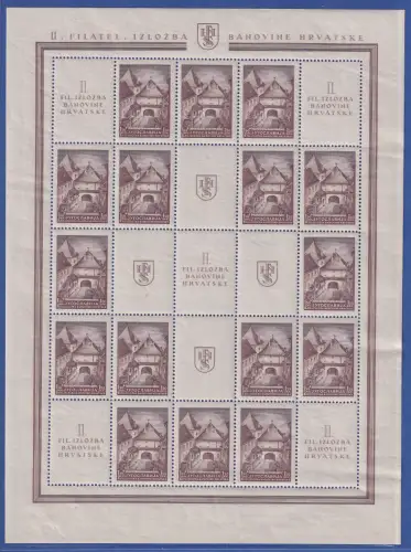 Jugoslawien 1941 Mi.-Nr. 437A kpl. Bogen mit Zierfeldern ** / MNH 