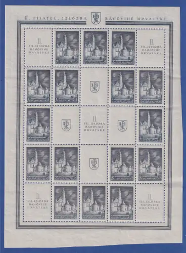 Jugoslawien 1941 Mi.-Nr. 438A kpl. Bogen mit Zierfeldern ** / MNH 