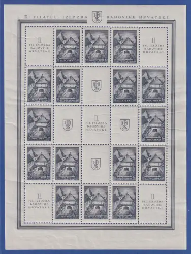 Jugoslawien 1941 Mi.-Nr. 439A kpl. Bogen mit Zierfeldern ** / MNH 