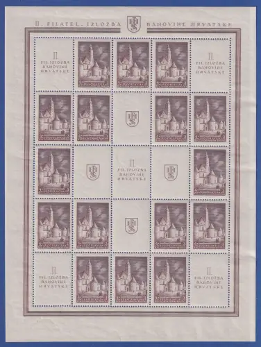 Jugoslawien 1941 Mi.-Nr. 440A kpl. Bogen mit Zierfeldern ** / MNH 