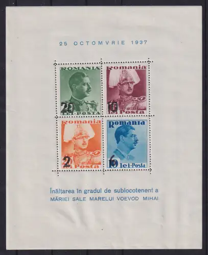 Rumänien 1937 : Thronfolger Prinz Michael Mi.-Nr. Block 2 postfrisch **