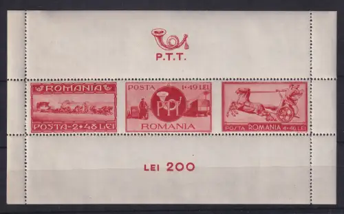 Rumänien 1944 Post- und Eisenbahnwesen  Mi.-Nr. Block 23 postfrisch **