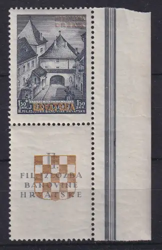 Kroatien / Hrvatska 1941 Zagreb Mi.-Nr. 39A senkr. Paar mit 1 Wert und 1 Zf. **