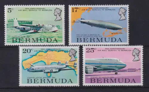 Bermuda 1975 Flugzeuge Luftpostjubiläum Mi.-Nr. 307-310 postfrisch **