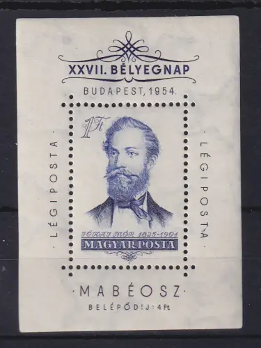 Ungarn 1954 Tag der Briefmarke Jókai Mór Mi.-Nr. Block 24 postfrisch **
